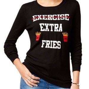 Ultra Flirt ✨ Extra Fries 🍟 Women's Sweater (Black/Red/Yellow) Size Small NWT
